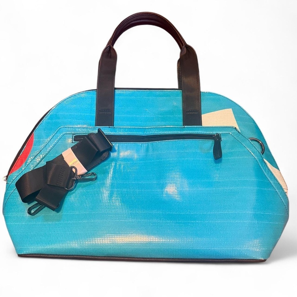 Rareform Maya Tote Blue Weekender Bag Repurposed Billboard Vinyl NWT